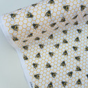 10m Honeycomb Bees Rose & Hubble Cotton Poplin Fabric, Ivory