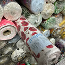 25m Red Poppy Rose & Hubble Cotton Poplin Fabric 45", Ivory 25m Red Poppy Rose & Hubble Cotton Poplin Fabric 45", Ivory