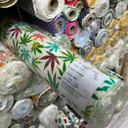 27m Colourful Hemp Leaves Rose & Hubble Cotton Poplin Fabric 45", Ivory 27m Colourful Hemp Leaves Rose & Hubble Cotton Poplin Fabric 45", Ivory