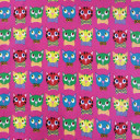 Cats Faces Print Print Furnishing Fabric, Cerise