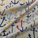 Nautical Sailors Anchors Upholstery Cotton Canvas Fabric, Off White