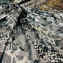 Snake Print Foil Stretch Dress Fabric, Silver/Black