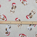 Christmas Puppies Linen Print Cotton Canvas Xmas Fabric