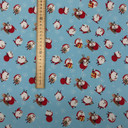 Christmas Santa & Rudolf Xmas Print Cotton Fabric, Blue