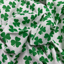 Irish Green Shamrock Saint Patrick's Day Polycotton Fabric, White