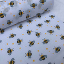 Ditsy Bumble Bees Polycotton Fabric, White