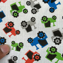 Small Tractors Printed Polycotton Fabric, White