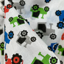 Small Tractors Printed Polycotton Fabric, White