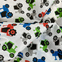 Small Tractors Printed Polycotton Fabric, White