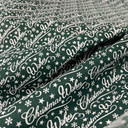 Printed XMAS Polycotton Christmas Wishes Craft Bunting Fabric Material 45", Green