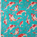 Koi Fish Print Rose & Hubble Cotton Poplin Fabric, Jade