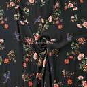 Bird Blossom Floral Viscose Marocaine Dress Fabric, Black