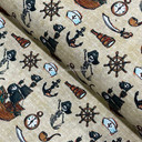 Sailing Pirate Ship Digital Cotton Craft Fabric 140cm Wide, Beige