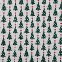 Green Xmas Trees Christmas Polycotton Fabric, White