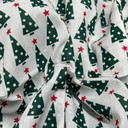 Green Xmas Trees Christmas Polycotton Fabric, White