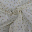 Metallic Gold Holly Leaves Xmas Print Cotton Fabric, Cream