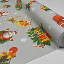 Santa Christmas Snowflakes Tablecloth PVC Fabric, Silver