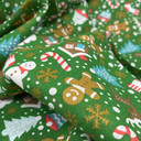 Christmas Party Polycotton Craft Fabric, Green