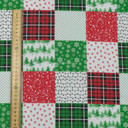 Christmas Patchwork Quilting Polycotton Fabric, Red