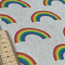 Cotton Rich Linen Look Fabric Digital Upholstery, Large Rainbows