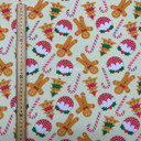 Gingerbread Men, Candy & Christmas Puddings Polycotton Fabric 45", Cream