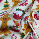 Gingerbread Men, Candy & Christmas Puddings Polycotton Fabric 45", Cream