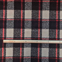 Orange Stripe Brown Check Furry Tweed Wool Blend Fabric