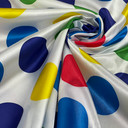 Large Colourful Twister Spots Satin, White