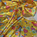 Love Hearts Printed Satin, Yellow