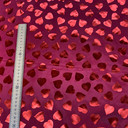 Red Foil Love Hearts Taffeta Satin, Red