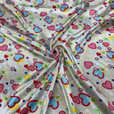 Love Hearts Printed Satin, Cream