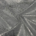 Silver Metallic 'Christmas Greetings' Taffeta Fabric, White