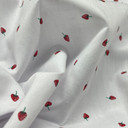 Small Strawberries Print Polycotton Craft Fabric 45", White