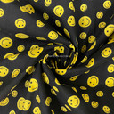 Yellow Smiley Emojis Polycotton Fabric, Black
