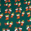 Christmas Stockings Polyester Bi-Stretch Fabric, Green