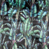 Paradise Trees Digital Print Plush Velvet Curtain Fabric, Black