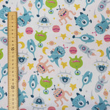 Aliens Sci-fi Polycotton Fabric, White