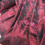 Wholesale Taffeta fabrics by Prestige Fashion. Sunflower Ribbon Taffeta Fabric, Wine Shot Black