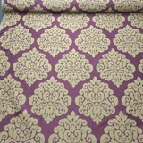 CLEARANCE SALE - UPTO 75% OFF UPHOLSTERY FABRICS - Beige Damask Upholstery Curtain Brocade Fabric, Purple