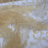Tangier Velvet Flock Organza Voile Draping Fabric, Gold