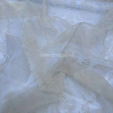 Damask Velvet Flock Organza Net Voile Fabric, Cream