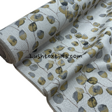 Eucalyptus Money Leaves Cotton Linen Upholstery Fabric, Ochre