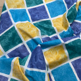 Large Multi Squares Bedding Duvet Sheeting Fabric, Yellow/Blue