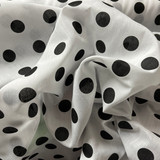 Black Polka Dot Spots Printed Polycotton Fabric, White
