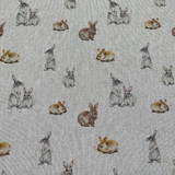 Easter Bunny Rabbits Digital Print Linen Fabric
