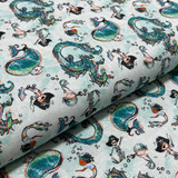Mermaids Dragons Digital Cotton Craft Fabric, 140cm Wide