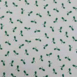 Green Holly Leaves Xmas Print Cotton Fabric, Cream