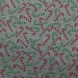 Candy Cane Christmas Polycotton Fabric, Grey