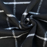 Large Harris Check Tweed Wool Blend Fabric,  Black