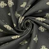 Metallic Gold Bee's Cotton Curtain Upholstery Fabric